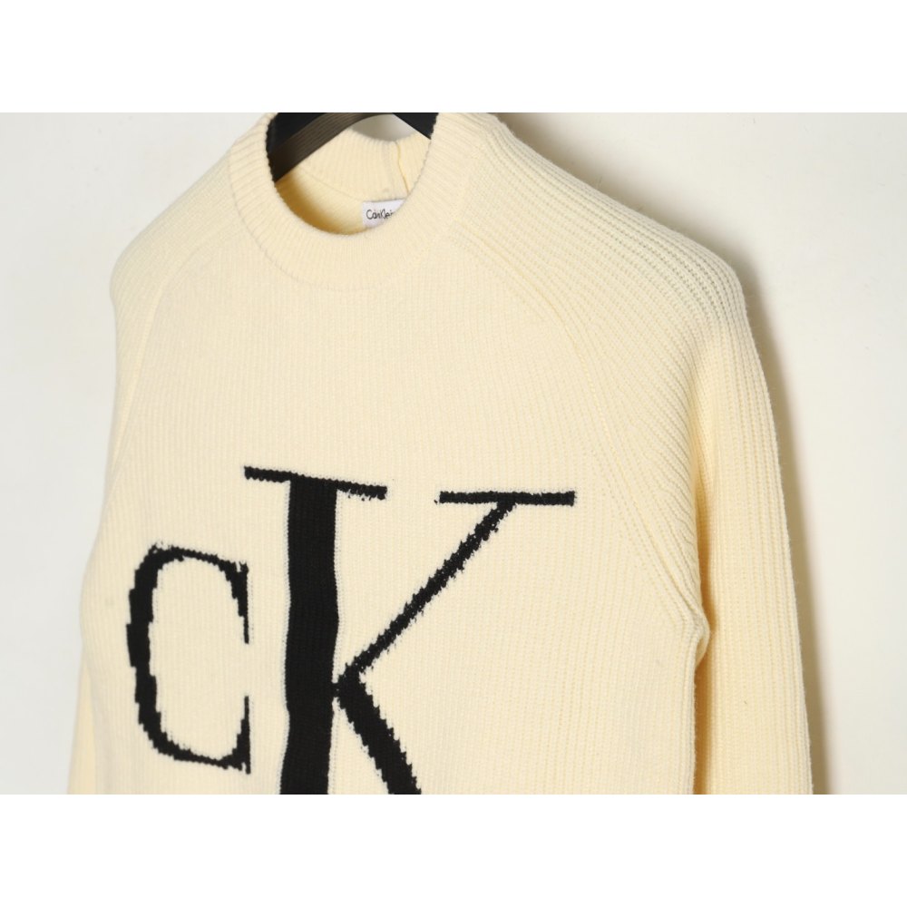 DDKicks Calvin Klein Apricot color CK large letter jacquard knitted sweater Women's