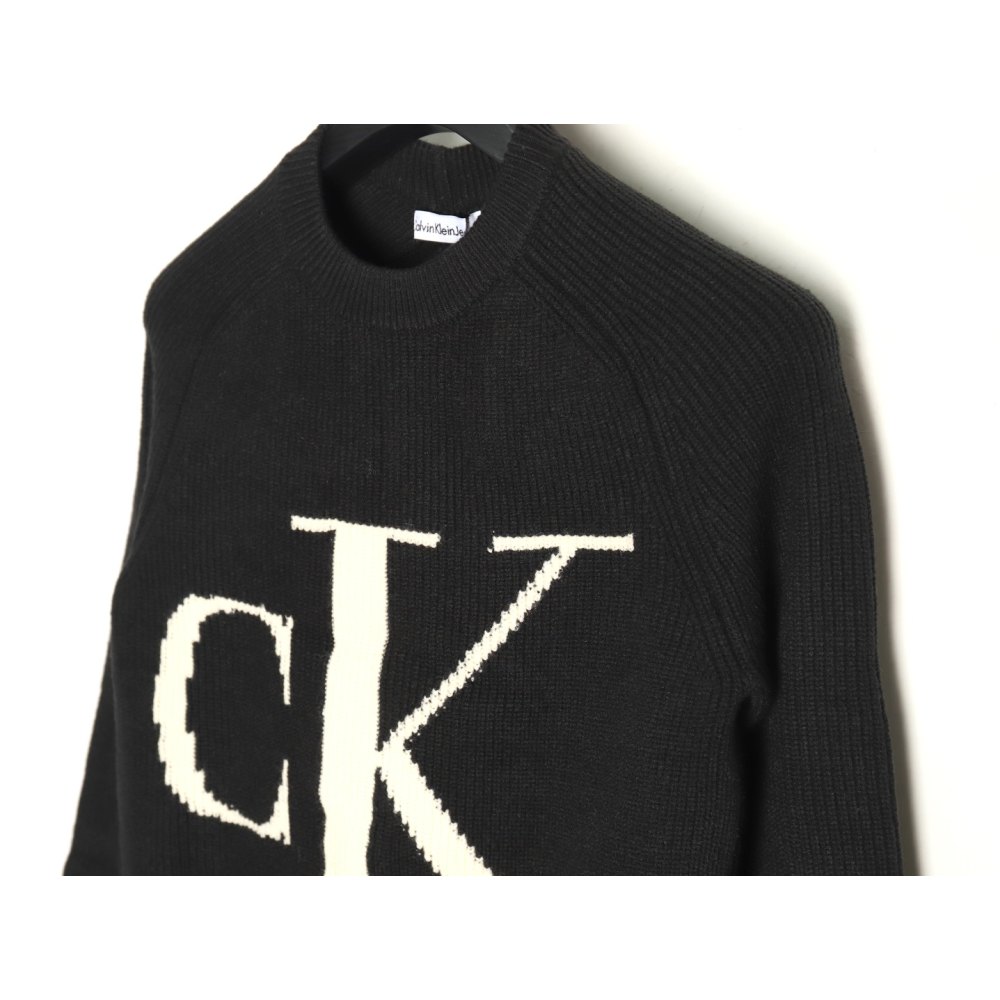 DDKicks Calvin Klein Black  CK large letter jacquard knitted sweater Women's