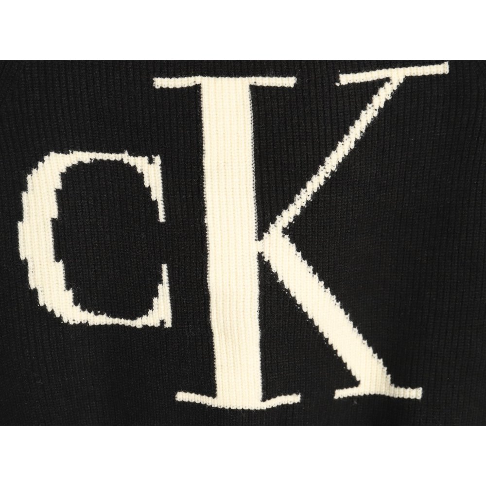 DDKicks Calvin Klein Black  CK large letter jacquard knitted sweater Women's