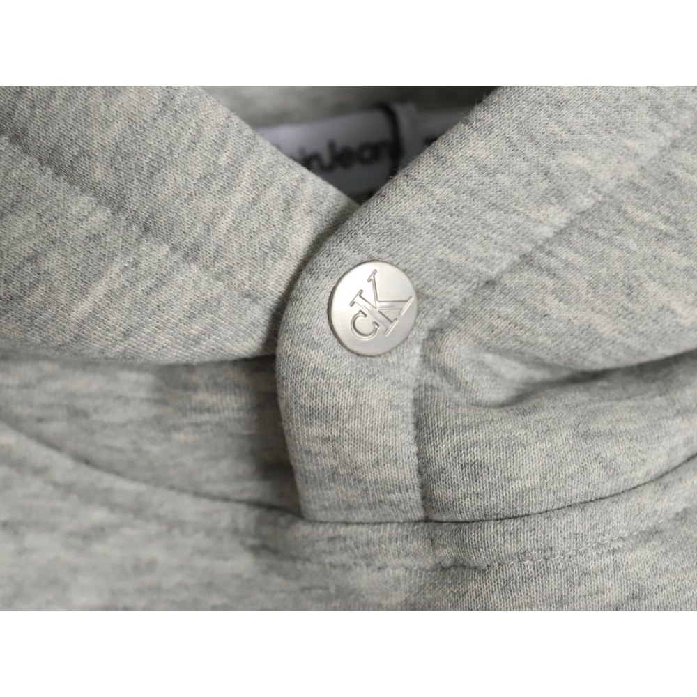 DDKicks Calvin Klein  Grey Embroidered Letter Hidden Button Hooded Sweatshirt Women's