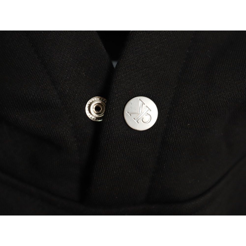 DDKicks Calvin Klein Black  Embroidered Letter Hidden Button Hooded Sweatshirt Women's