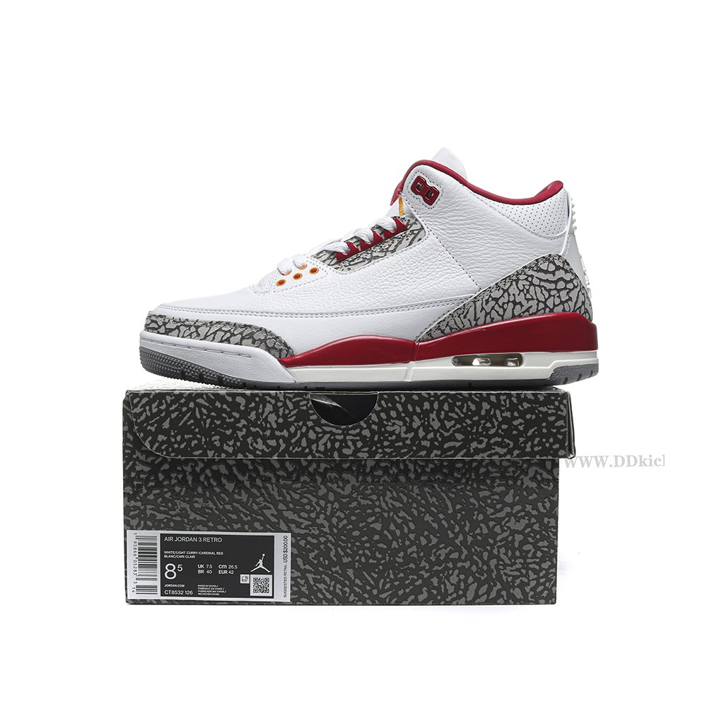 DD Jordan 3 Retro Cardinal Red