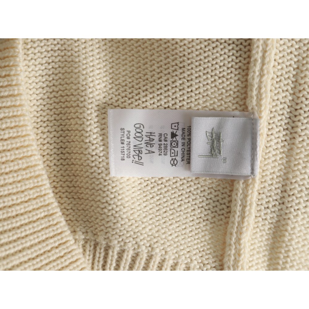 DD Stussy S curly mosquito coil knitted sweater Beige white