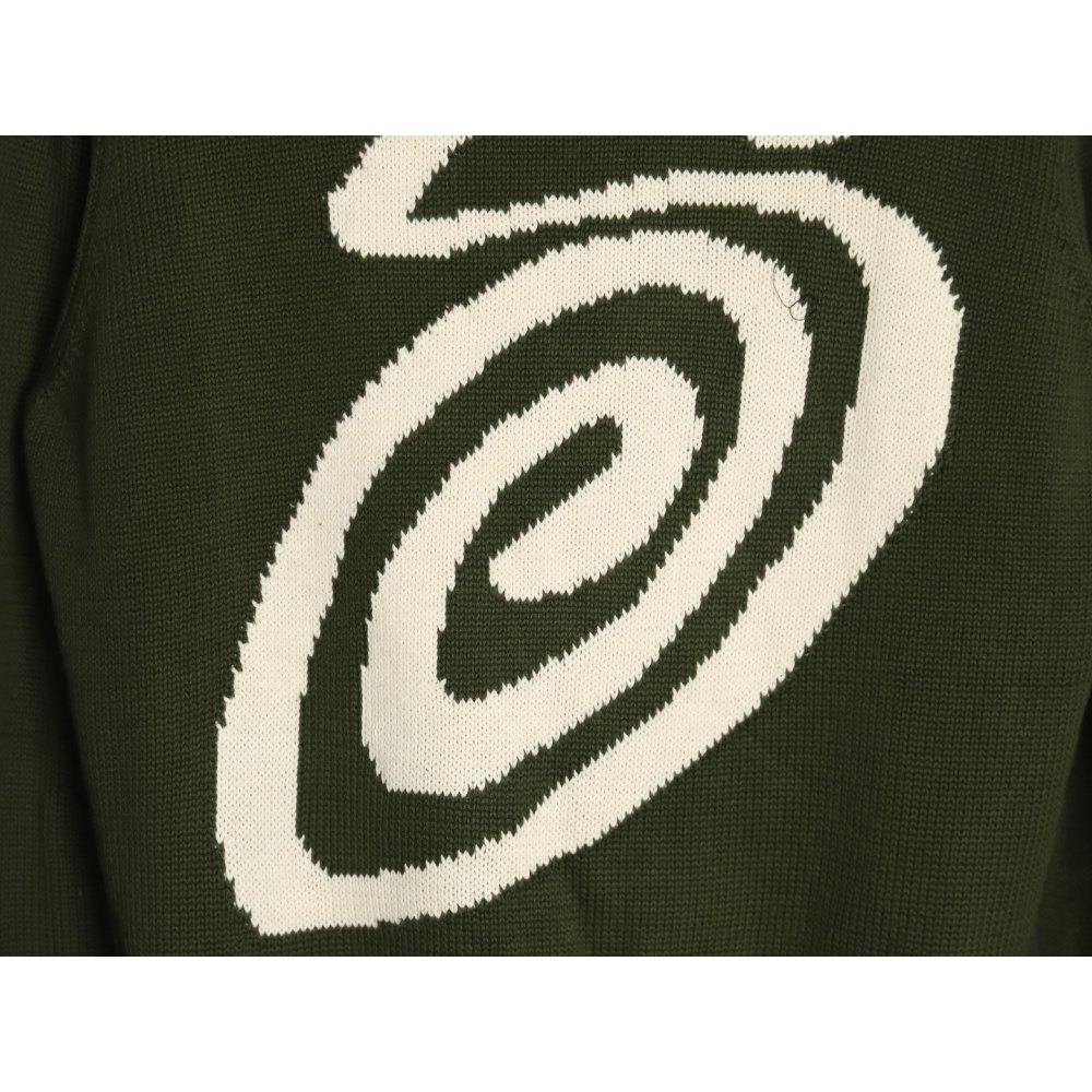 DD Stussy S curly mosquito coil knitted sweater Dark green