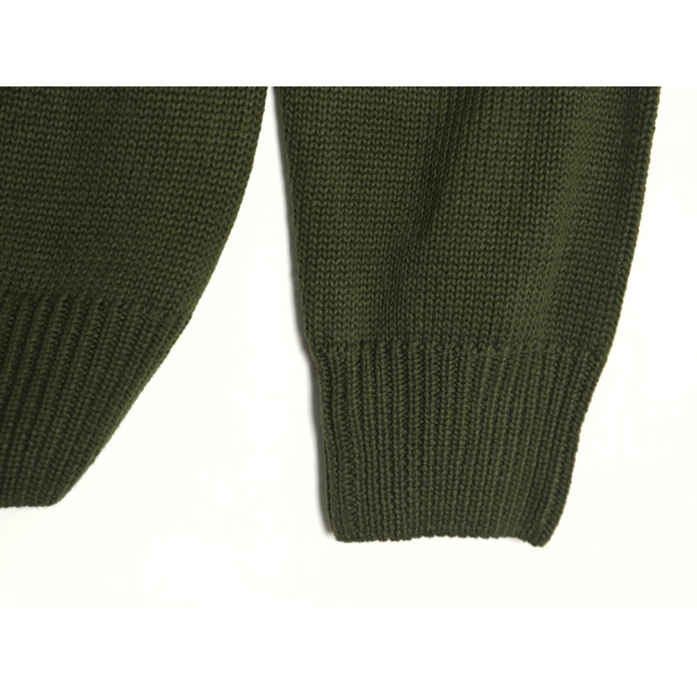 DD Stussy S curly mosquito coil knitted sweater Dark green