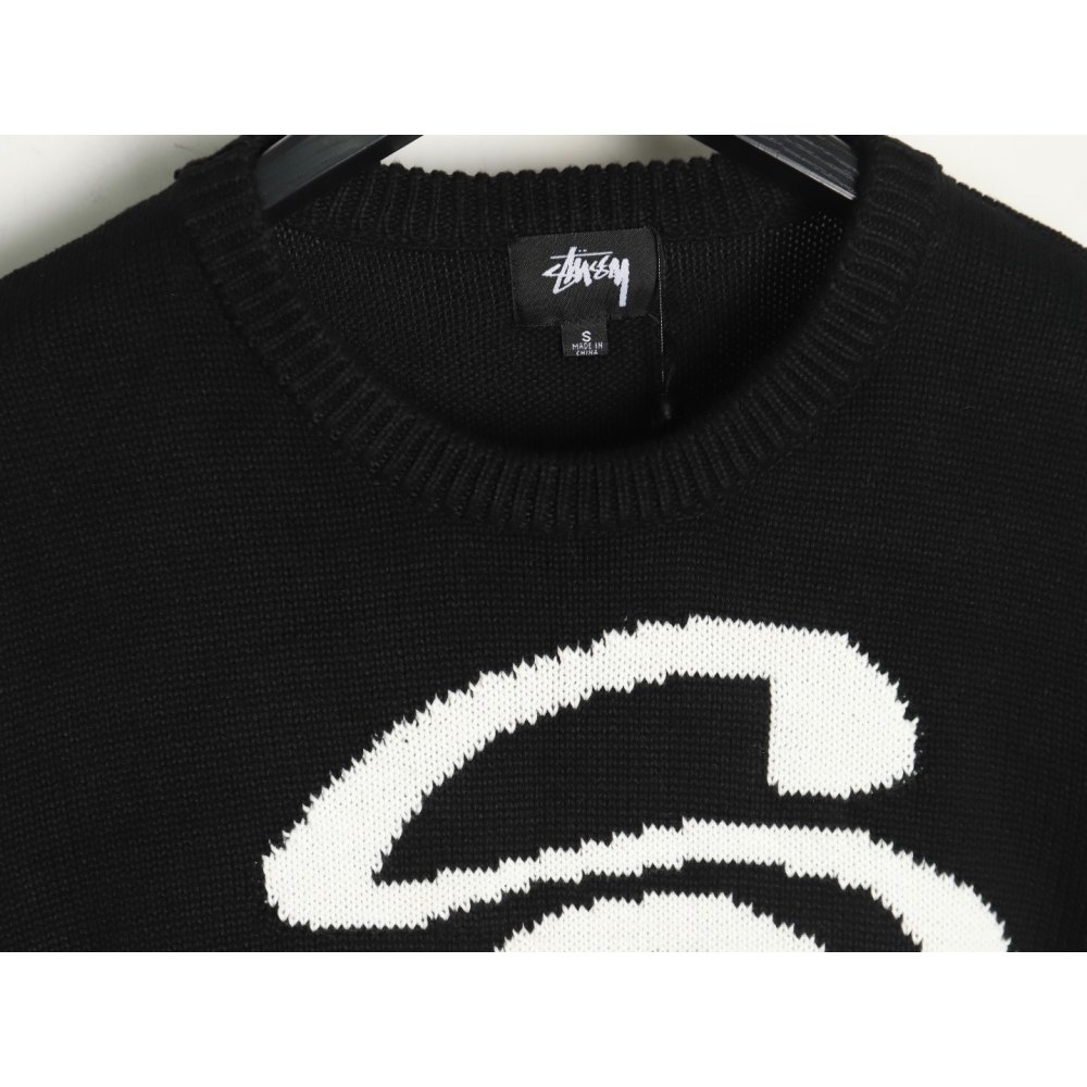DD Stussy S curly mosquito coil knitted sweater Black