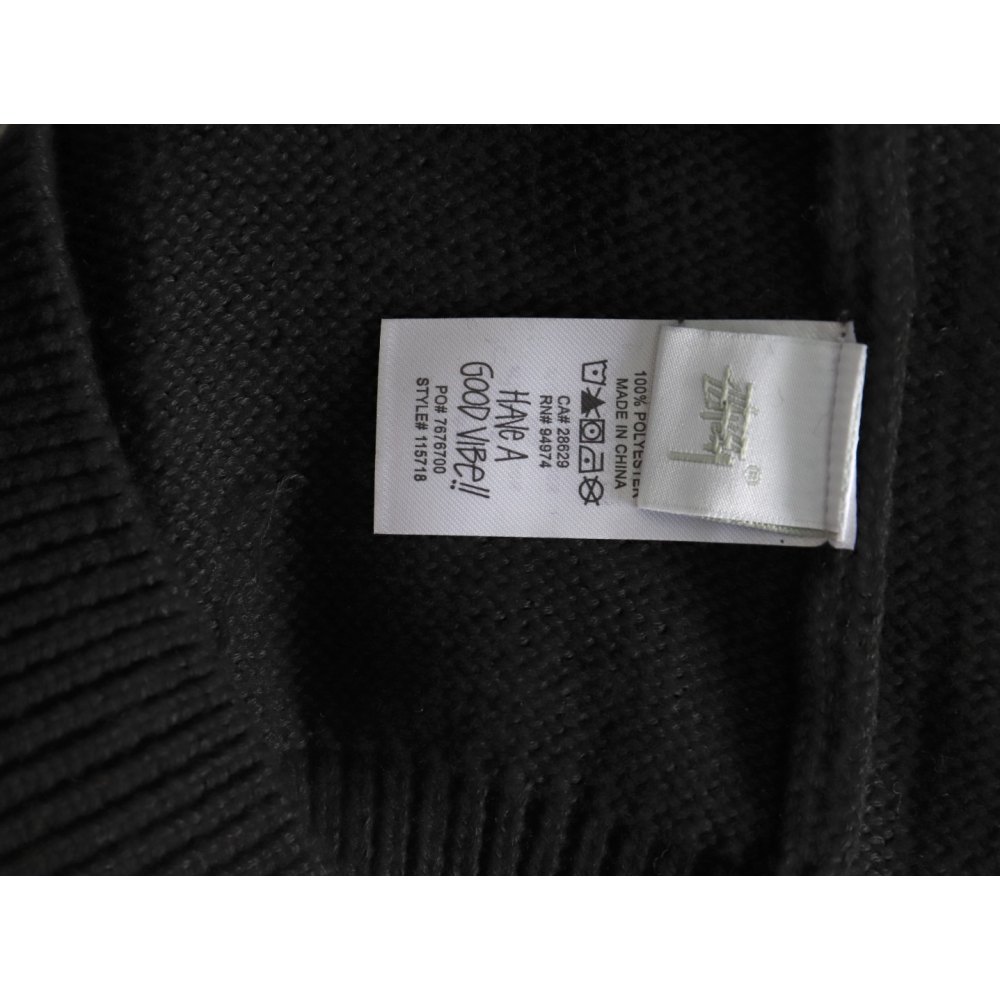 DD Stussy S curly mosquito coil knitted sweater Black