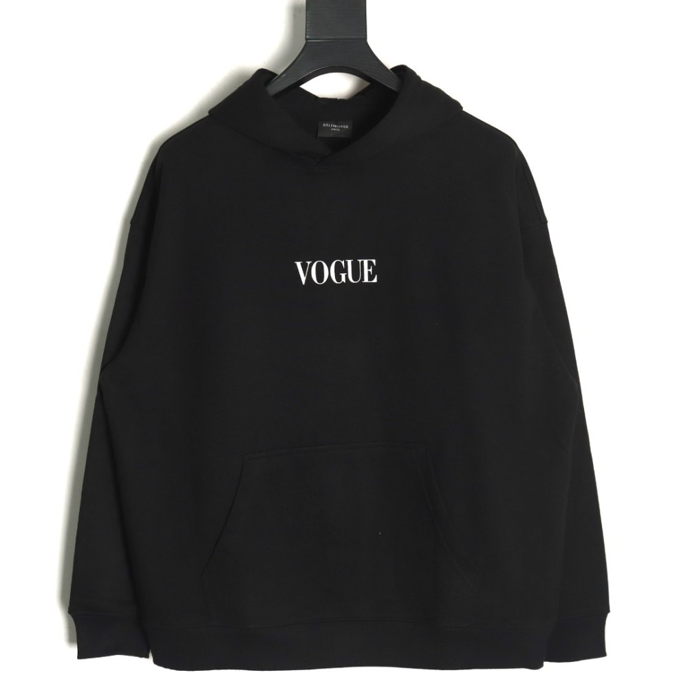 DDBale*ciaga Vogue Co-branded Back Beacon Digital Printed Hooded Sweatshirt Black