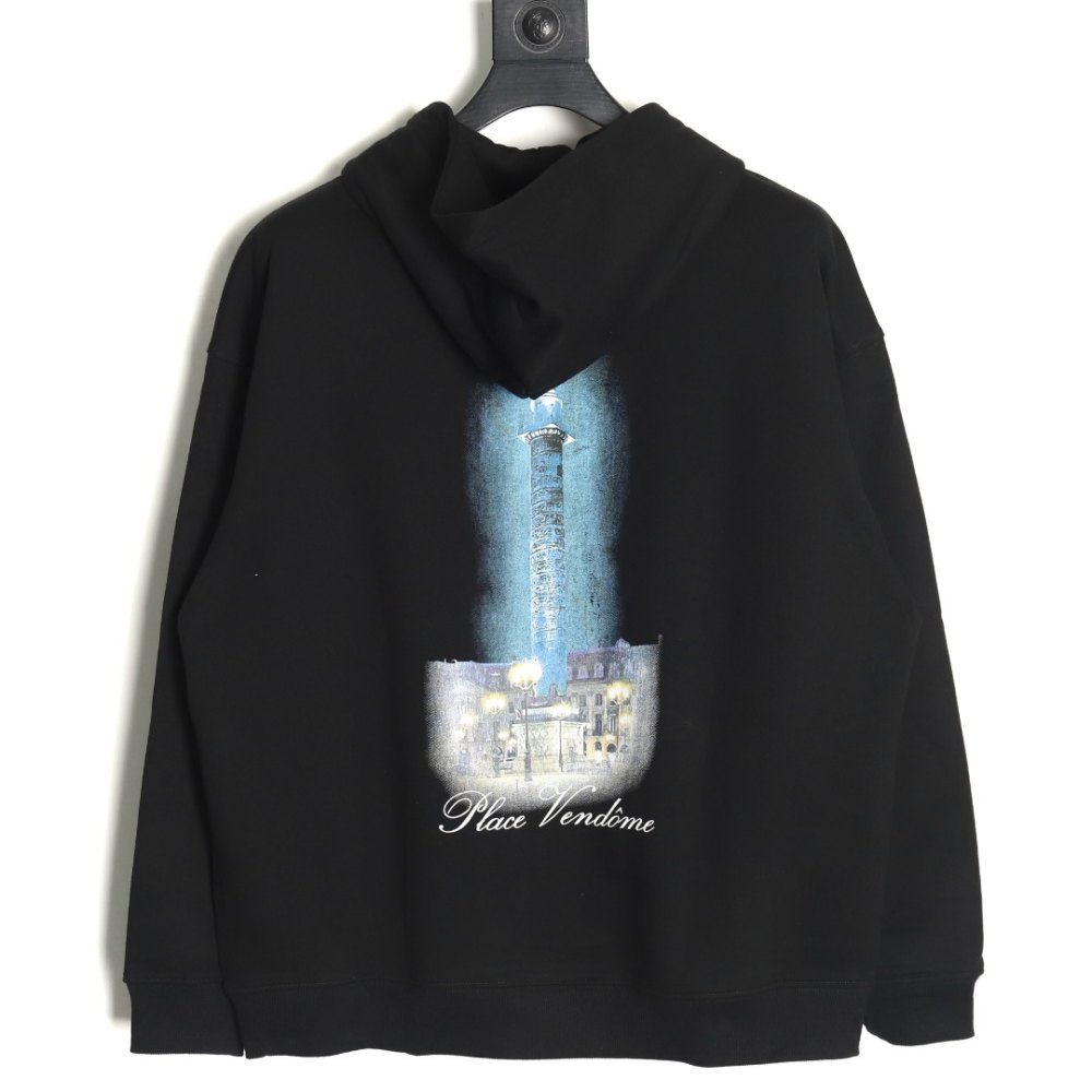 DDBale*ciaga Vogue Co-branded Back Beacon Digital Printed Hooded Sweatshirt Black