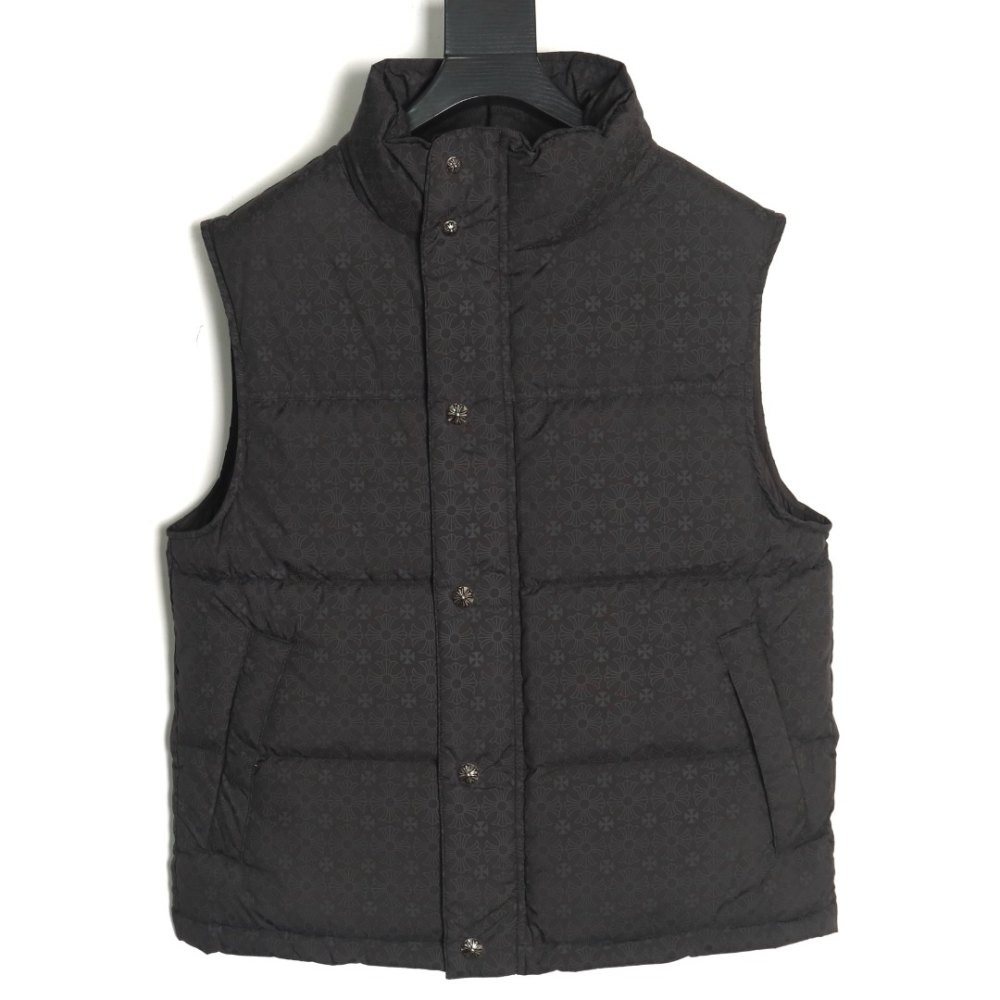 DD Chrome Hearts CH 24 Silver Buckle Dark Pattern Jacqard Down Vest