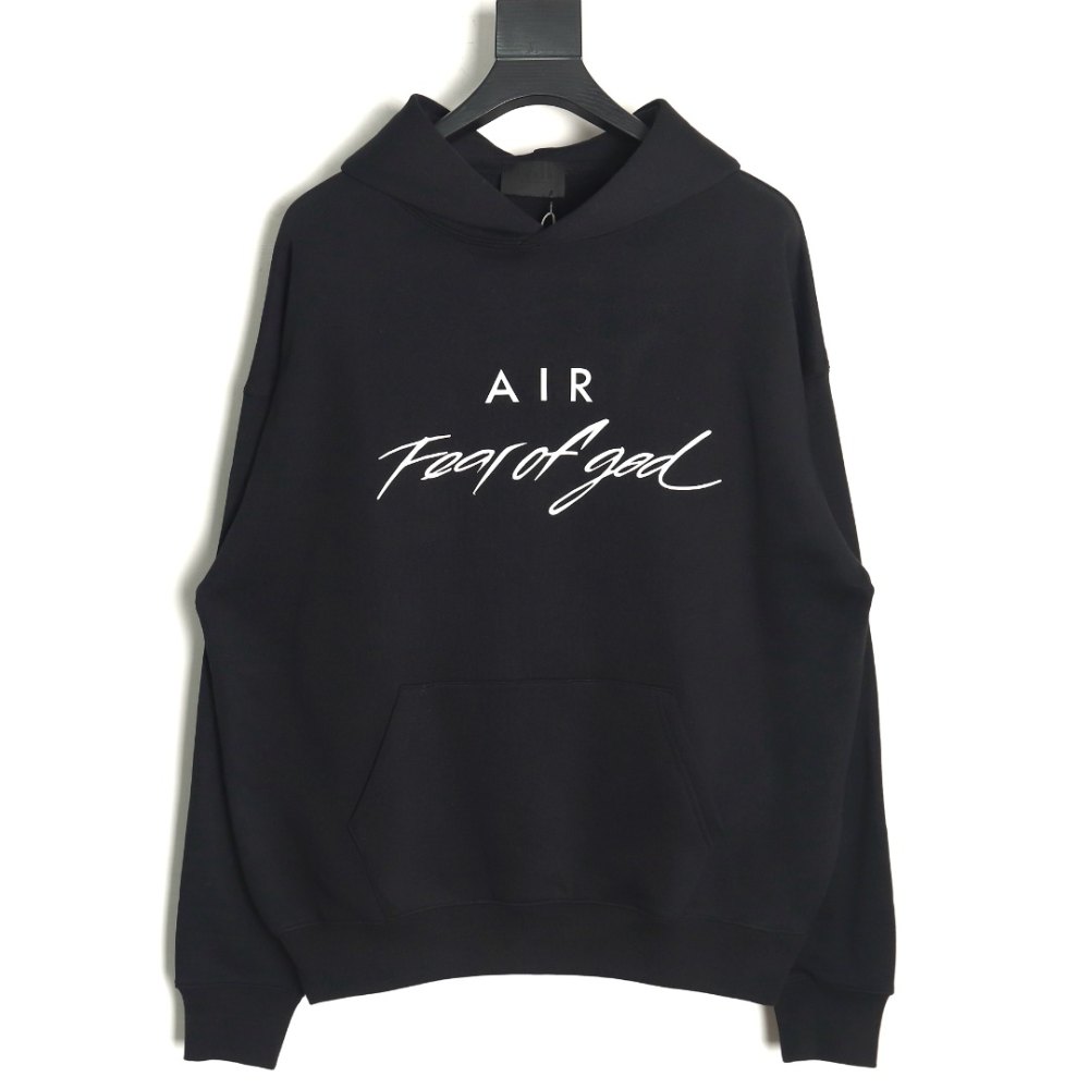 DDFear of God FOG essential double-line AIR letter hooded sweatshirt Black