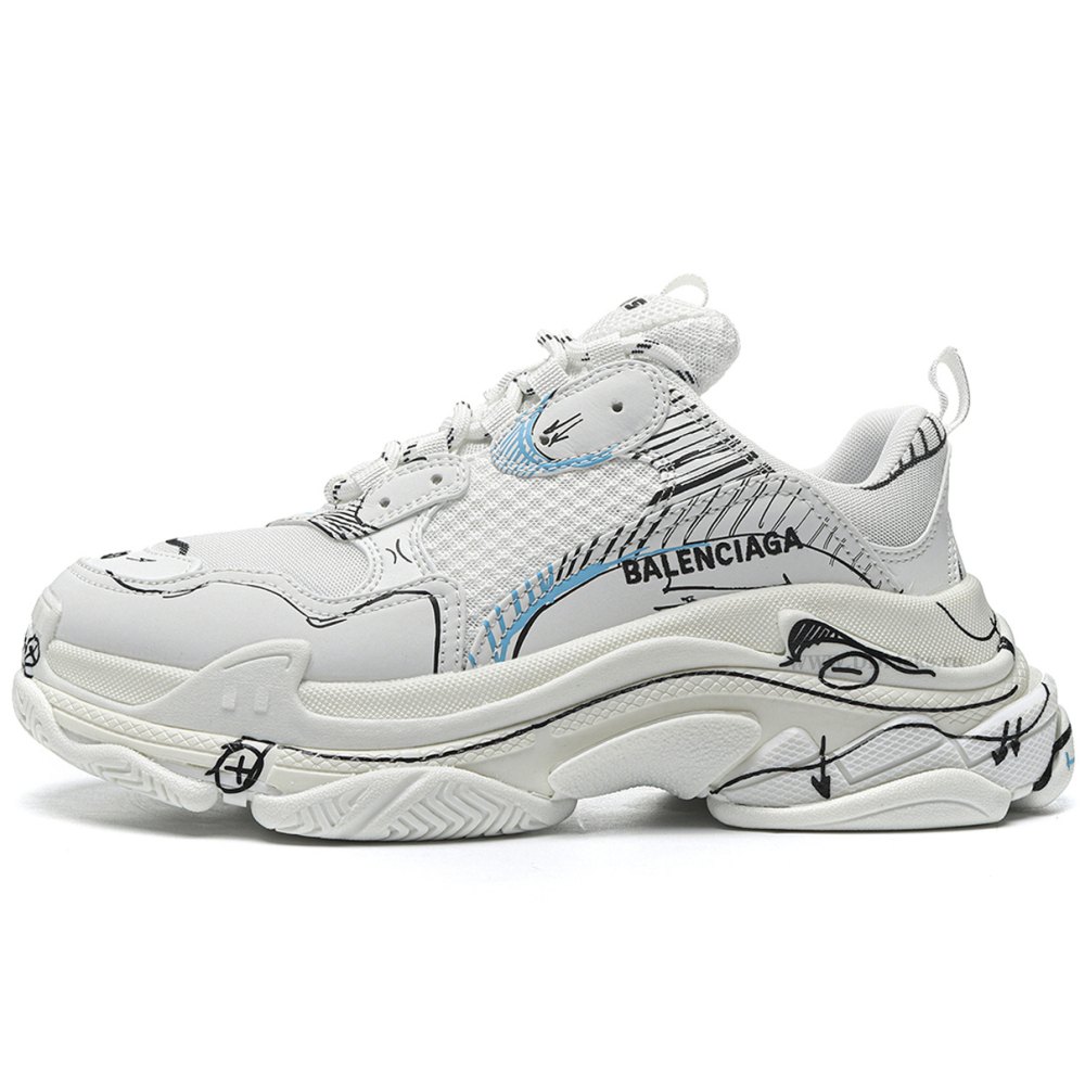 DD Ba1enci*ga Triple S White Black Blue
