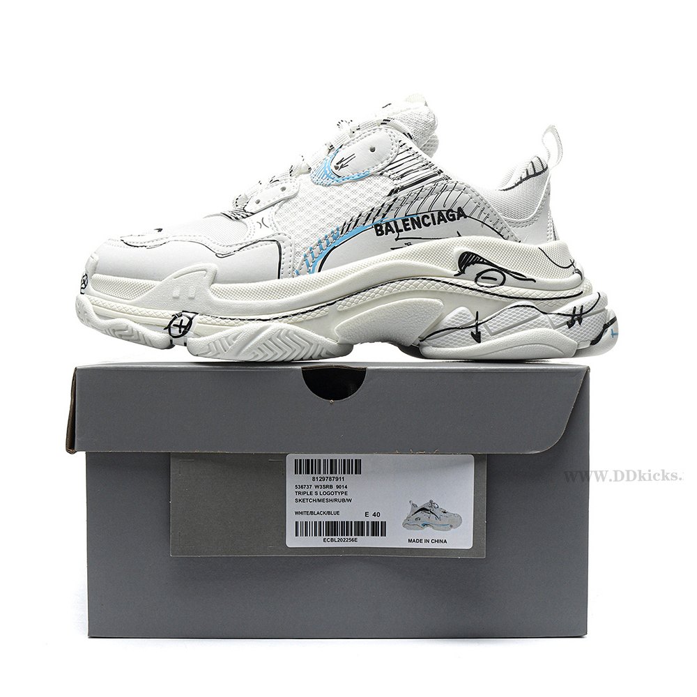 DD Ba1enci*ga Triple S White Black Blue