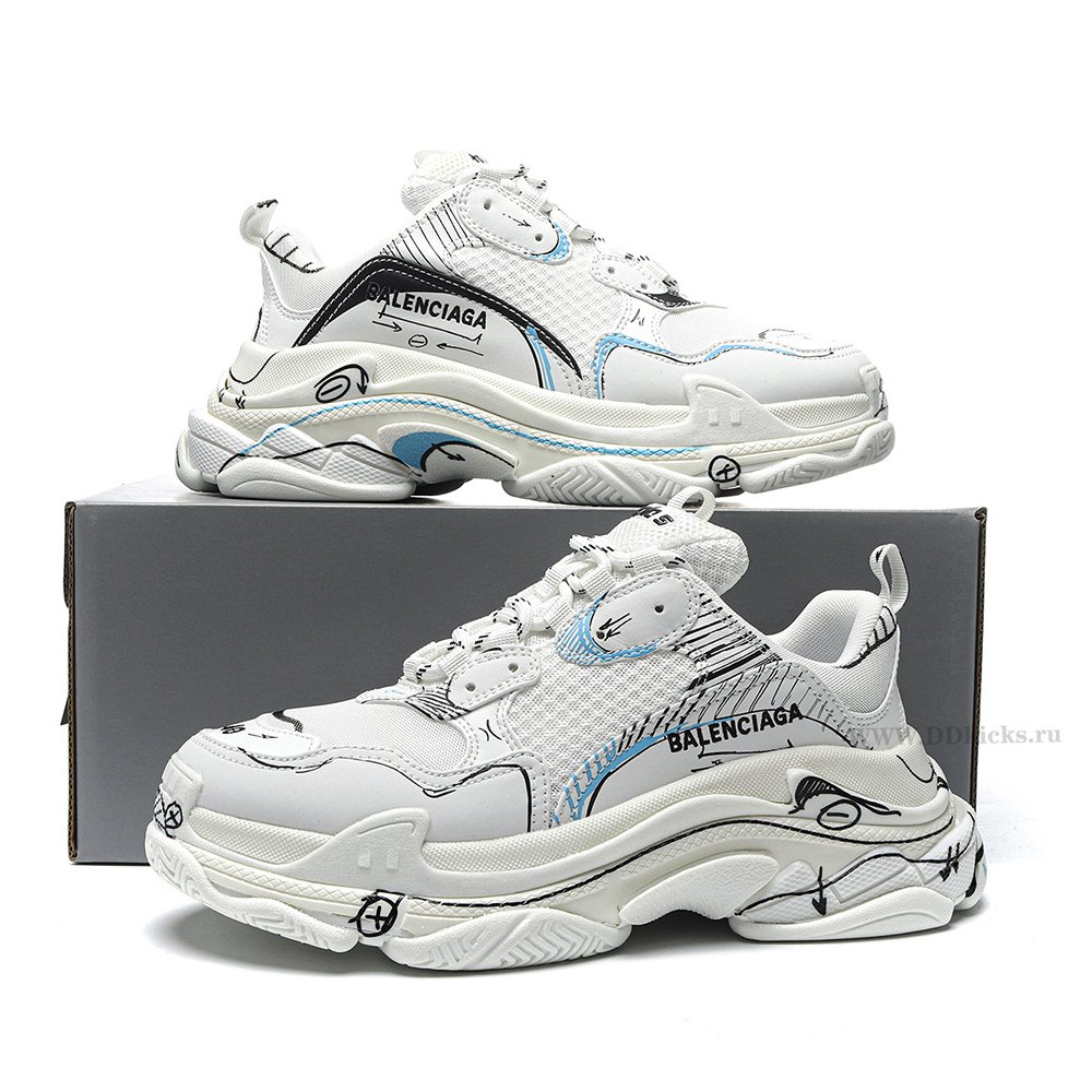 DD Ba1enci*ga Triple S White Black Blue