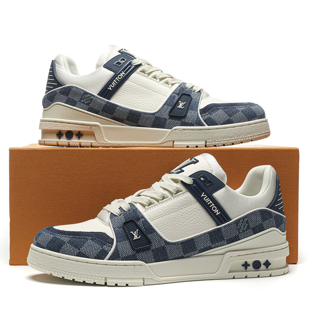 DD Lou1s Vu1tton Trainer Monogram Denim White Blue