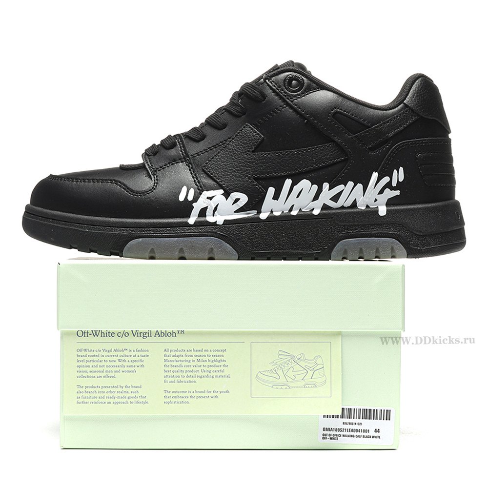 DD OFF-WHITE Out Of Office OOO "For Walking" Low Tops Black White