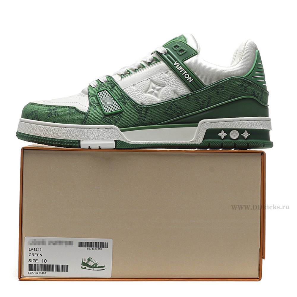 DD Lou1s Vu1tton Trainer Green Monogram Denim White