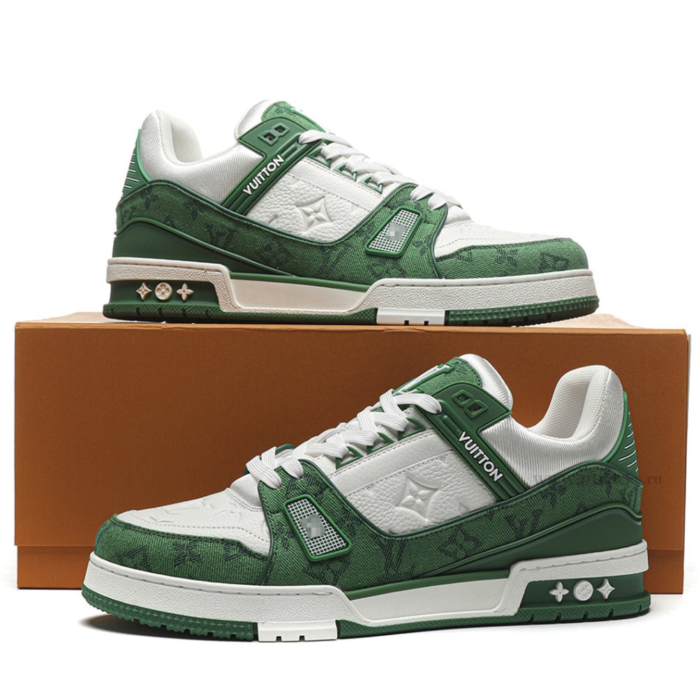 DD Lou1s Vu1tton Trainer Green Monogram Denim White