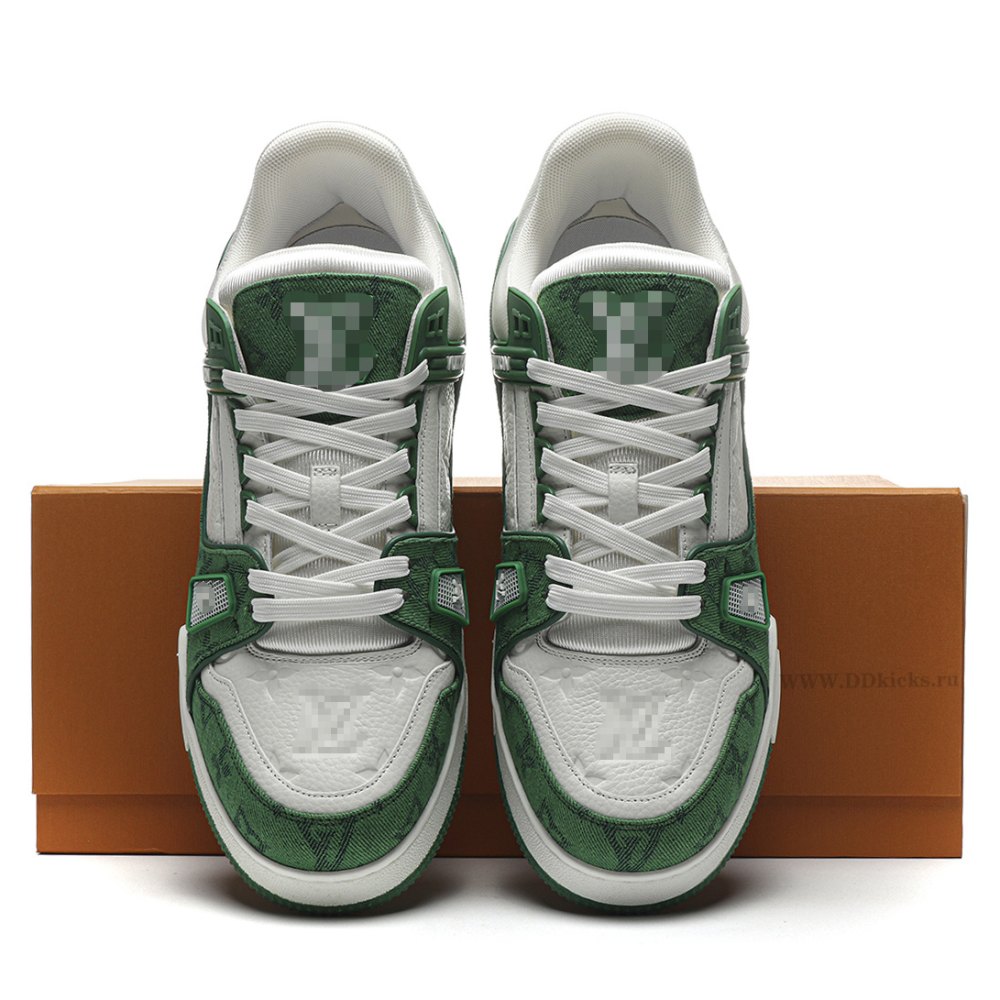 DD Lou1s Vu1tton Trainer Green Monogram Denim White