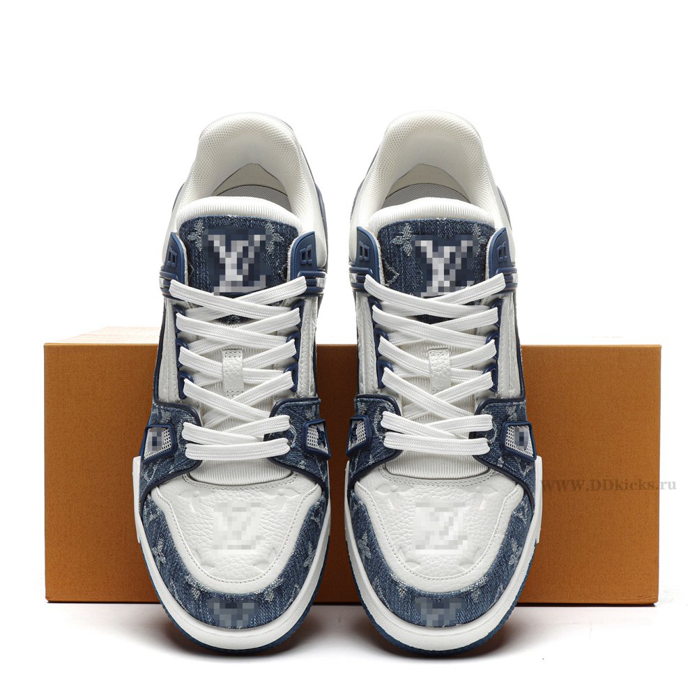 DD Lou1s Vu1tton Trainer Monogram Denim White Blue