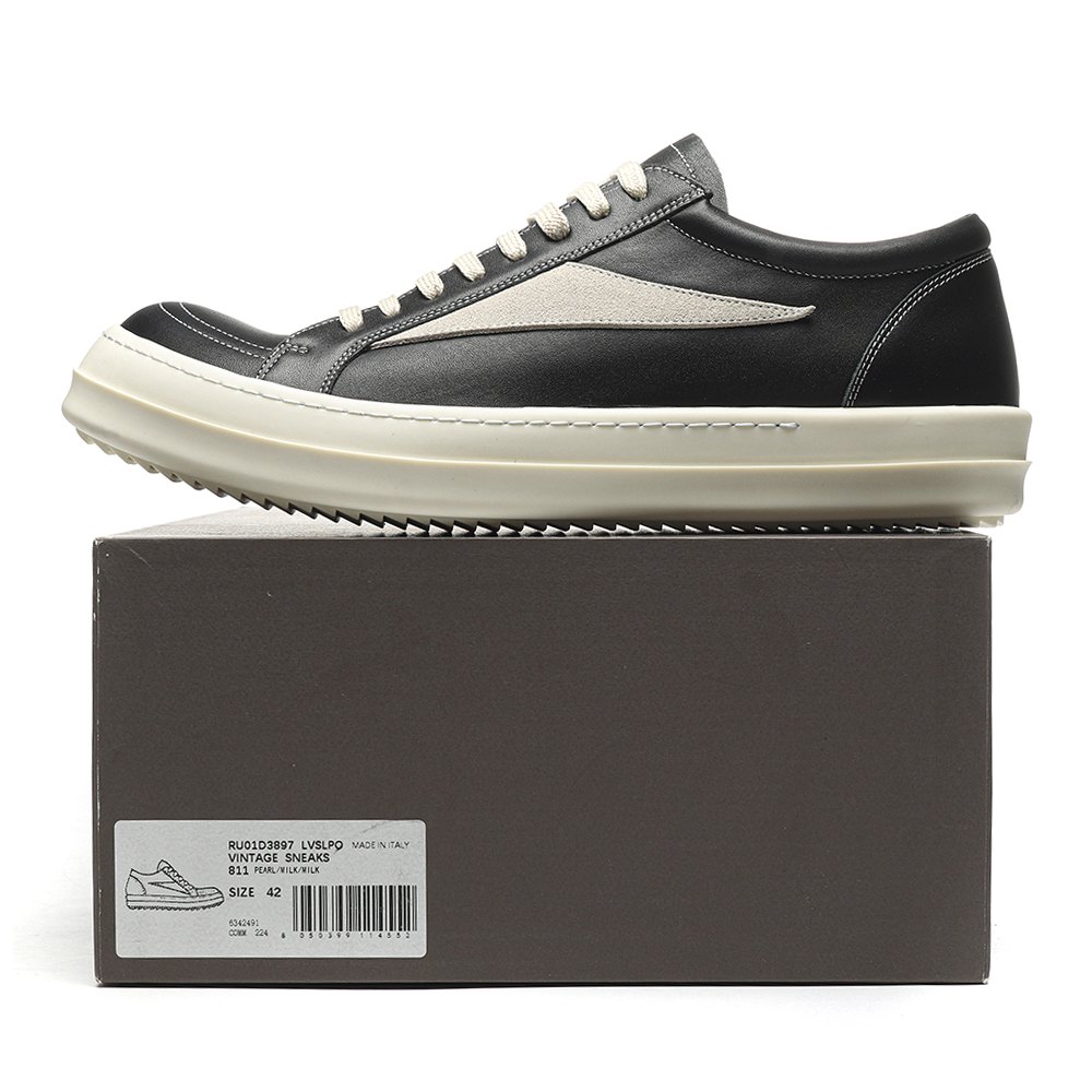DD Rick 0wens Lidor Vintage Sneaks Black Milk-RU01D3897 LVSLPO