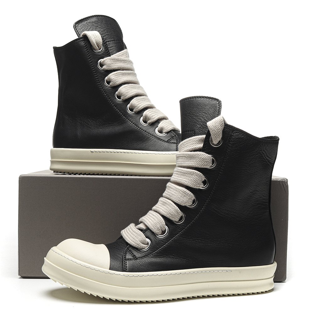 DD Rick 0wens Lido High Sneaks Black Milk  Canvas Boots -RR01C4892 LPOW2