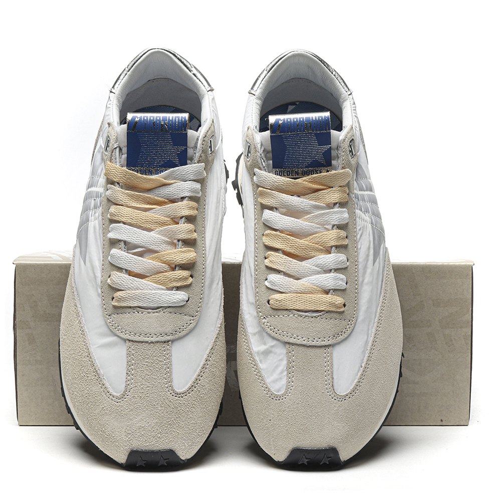 DD Golden Goose Marathon With White Nylon Upper And Silver Star