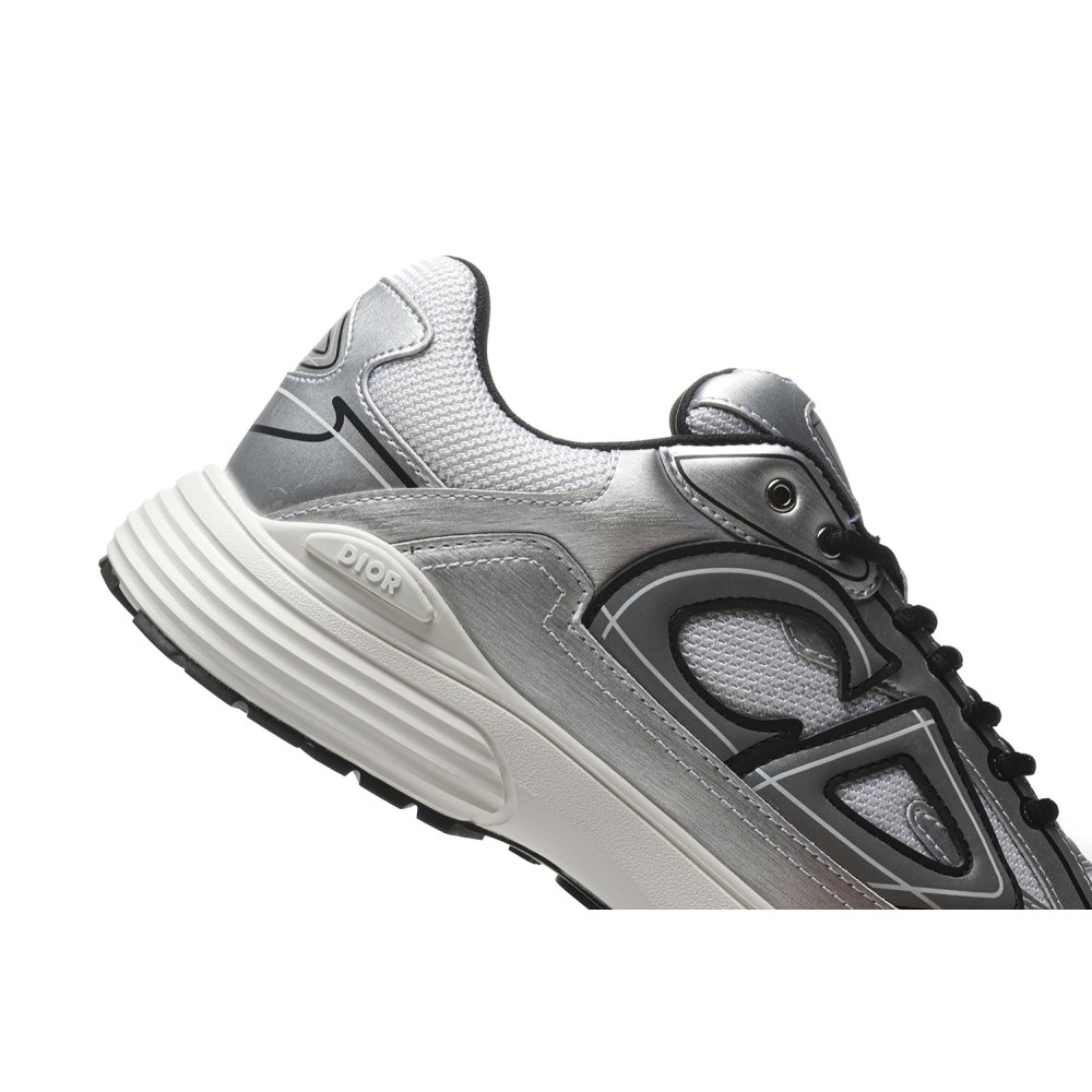 DD Di0r B30 White Mesh Silver-Tone Metallic Calfskin